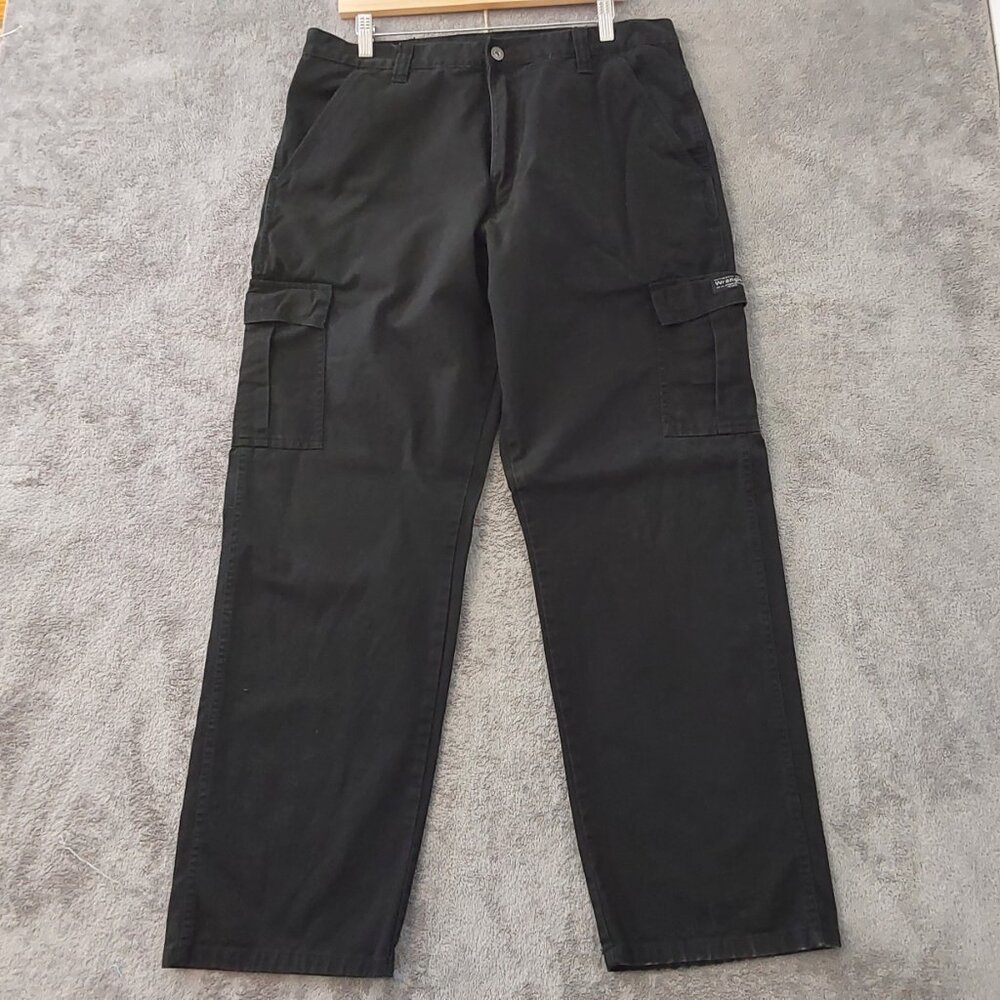 Men’s Black Cargo Pants 36x32 100% Cotton Utility Work Pants